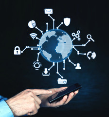 Global network connection. Modern world technology