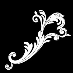Fototapeta premium Black vintage baroque ornament, corner. Retro pattern antique style acanthus.