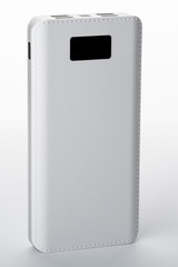 White power bank battery charger isolated on white background