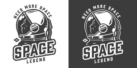 Astronaut in space helmet badge