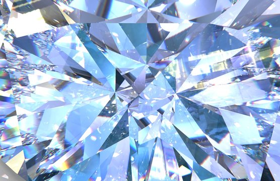 Realistic diamond texture close up. blue gem