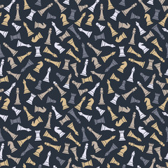 Seamless vector pattern with chess on grey