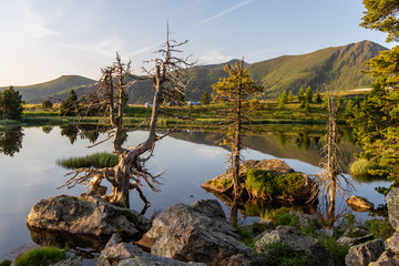 Mountain Lake with Reflections in the Golden Hour