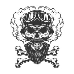 Fototapeta premium Bearded and mustached biker skull