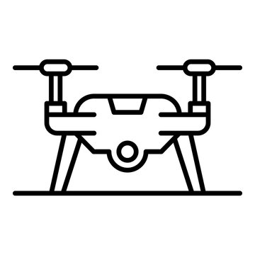 Drone on ground icon. Outline drone on ground vector icon for web design isolated on white background