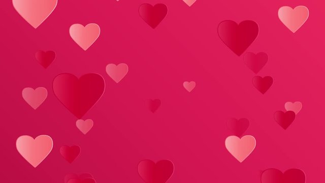Valentine's day heart video background with motion up hearts. Holiday's loop animation for advertise in shops, retail in banners, web, websites.