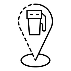 Gas station map location icon. Outline gas station map location vector icon for web design isolated on white background