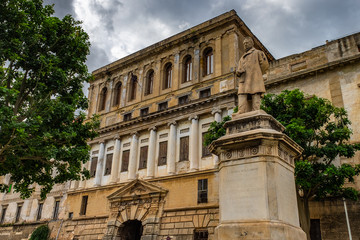 Building facade in Palermo, old architecture of Sicily