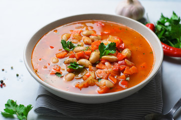 Vegetable Soup with Beans, Tasty Homemade Vegetarian Food