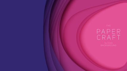 Vector 3D abstract background with paper cut neon shape. Colorful carving art. Paper craft Antelope canyon landscape with gradient colors. Minimalistic design for business presentations, flyers. © garrykillian