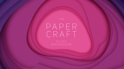 Vector 3D abstract background with paper cut neon shape. Colorful carving art. Paper craft Antelope canyon landscape with gradient colors. Minimalistic design for business presentations, flyers. © garrykillian