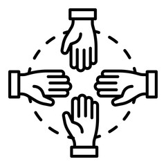 Obraz premium Hand teamwork icon. Outline hand teamwork vector icon for web design isolated on white background