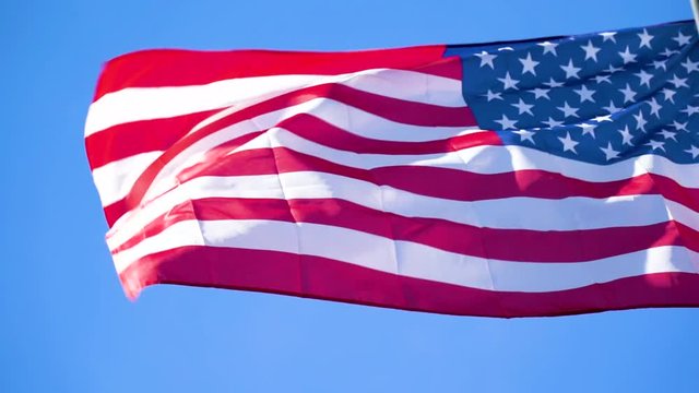 American Flag US Flag Slow Motion Blue Sky