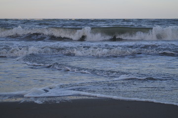 The colors of the Black Sea waves at twilight, Constanta, Romania