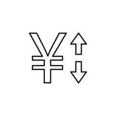 yuan, arrow, up, down icon. Element of finance illustration. Signs and symbols icon can be used for web, logo, mobile app, UI, UX