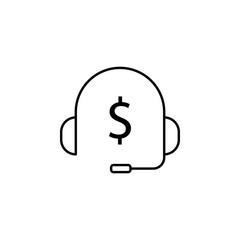 headphones, dollar icon. Element of finance illustration. Signs and symbols icon can be used for web, logo, mobile app, UI, UX