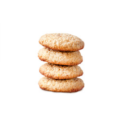 Fototapeta na wymiar Homemade oatmeal cookies isolated on white background with clipping path
