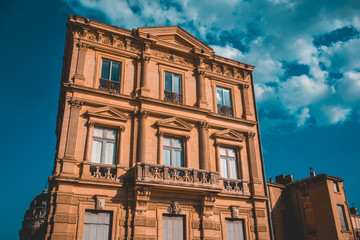 residential house with ornamental facade in high contrasts