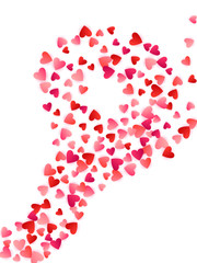 Red flying hearts bright love passion vector background.