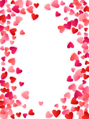 Red flying hearts bright love passion vector background.