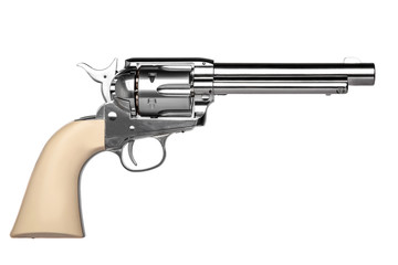 classic pistol revolver isolated on white - obrazy, fototapety, plakaty