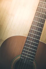 Classical guitar and strings, professional instrument