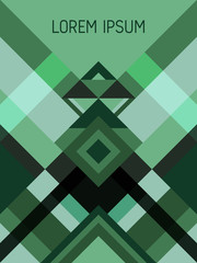 Cover page layout vector template geometric design with triangles and stripes pattern.