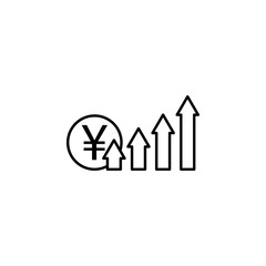 arrows, up, yuan icon. Element of finance illustration. Signs and symbols icon can be used for web, logo, mobile app, UI, UX