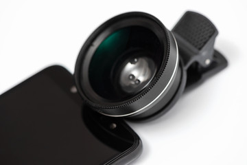 Attachable camera lens for a smartphone.