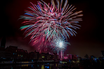 fireworks in the city of Ghent on New Year's Eve