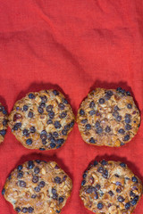 Oats cookies with chocolate chips and hazelnuts