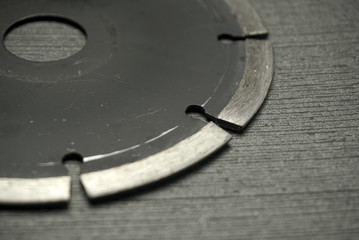 Segment Of A Diamond Cutting Disc On A Gray Background Clos Up
