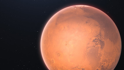 Naklejka premium Planet Mars. Red globe in space with stars. 3d illustration for science business
