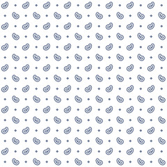 Small blue paisley seamless vector pattern on a white background.