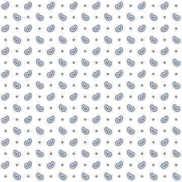 Small blue paisley seamless vector pattern on a white background.