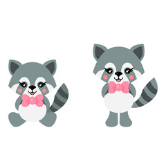 cartoon cute raccoon with tie set