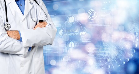 Portrait of doctor with stethoscope on blurred background