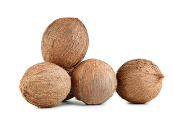 Ripe coconuts isolated on white background