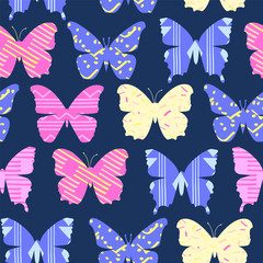 cheerful bright Colorful cartoon butterflies background.
