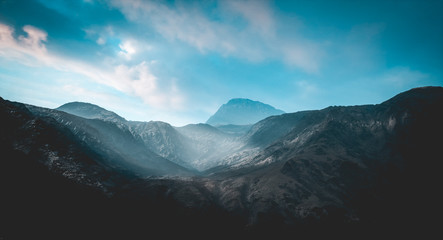 Fototapeta premium Panorama view of a distant mountain range