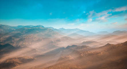 Picturesque mountain landscape in morning light