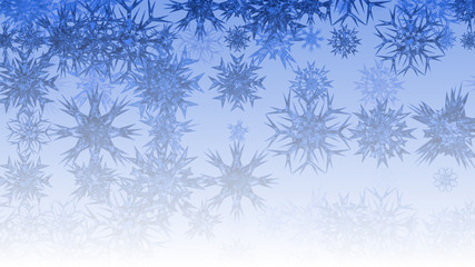 Abstract background with a variety of colorful snowflakes. Big and small.