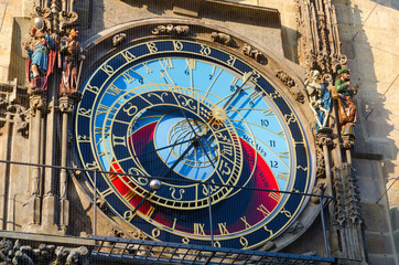 Fototapeta na wymiar Prague Astronomical Clock, or Orloj on Old Town Hall in Prague, Czech Republic
