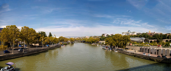 Tbilisi river Kura view of the city from the bridge of friendship. © dimka0511