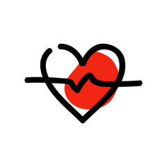 Heart rate icon. Vector hand drawn line symbol