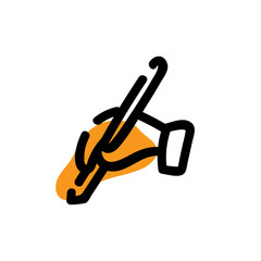 Hand with pen icon. Vector hand drawn line symbol