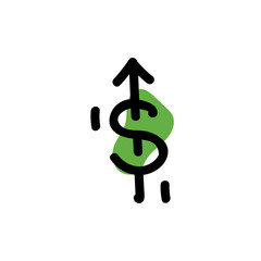 Currency growth icon. Vector hand drawn line symbol