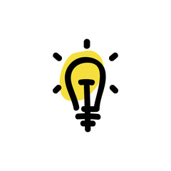 Idea, lightbulb icon. Vector hand drawn line symbol