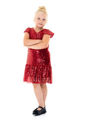 The little girl is full-length.