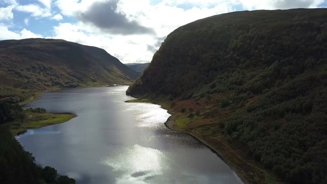 Picturesque Loch Killin, Scottish Highlands, UK, from the air